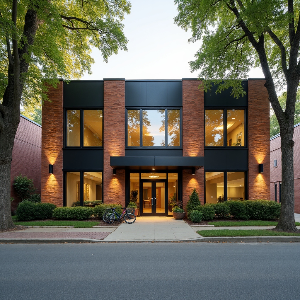Exterior of a modern office building on a quiet street in St. Louis, Missouri