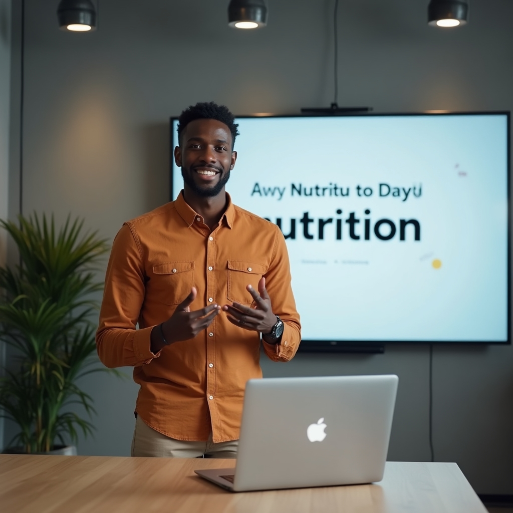 Facilitator presenting a nutrition basics slide during an online webinar session
